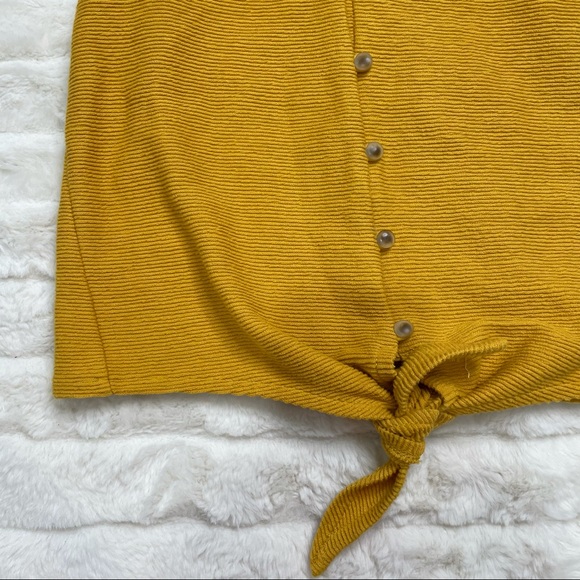 Madewell Mustard Yellow Ribbed Button Front Tie Tank Top Sz XS - Picture 6 of 10